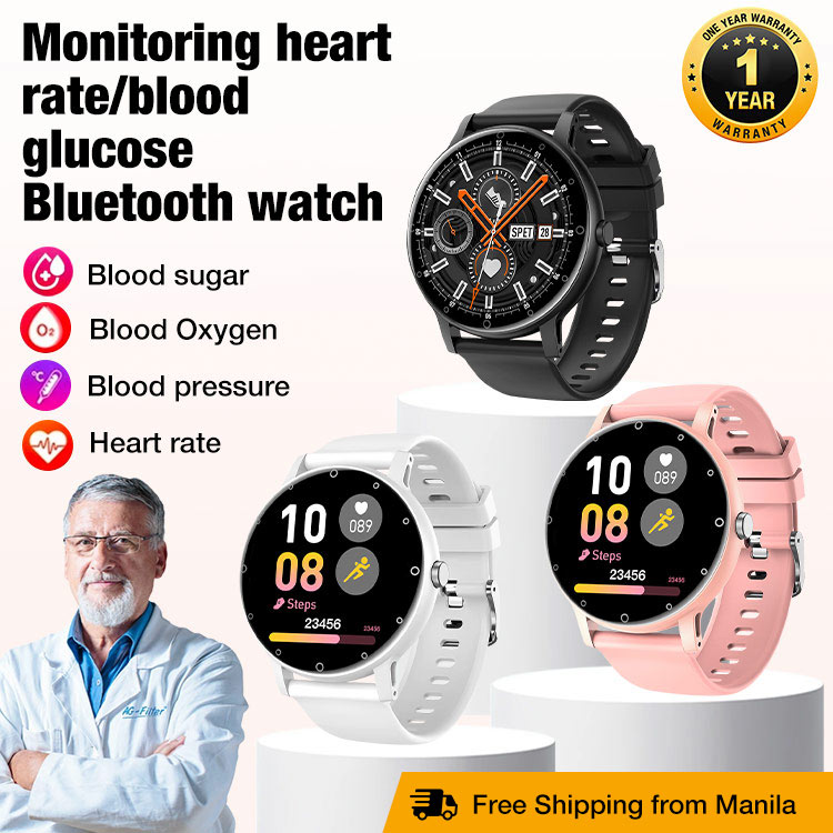 1 year warranty - 2024 Newest Blood Glucose Smart Watch - Measure blood sugar, heart rate, sleep quality and other physical indicators - Personal doctor on your wrist - FDA cleared - Free Shipping from Manila 